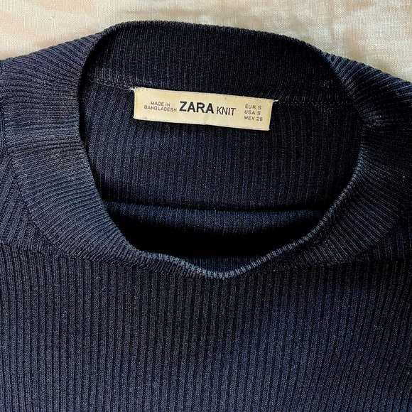 Zara Knit Balloon Sleeve Ribbed Long Sleeve Top Small - Picture 8 of 9